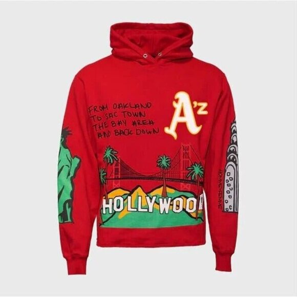 Homme + Femme Cali to NYC Red Casual Hoodie Sweatshirt Size: 2XL NEW - Picture 1 of 3